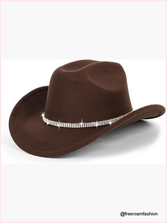 Rhinestone Tassel Cowboy Hat with Glitter - Sparkly Western Cowgirl Hat